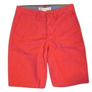 VANS Men's Casual Flat Front Shorts. Red.  Size 28.